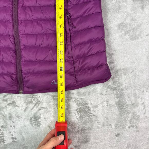 Cabelas Puffer Jacket Women L Purple Hoodie Lightweight Packable Duck Down - Picture 8 of 9